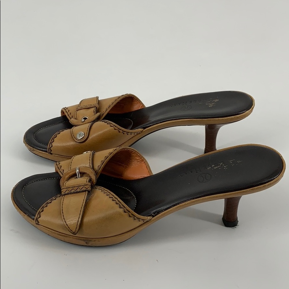 Cole Haan Brown Slip On Heeled Sandals